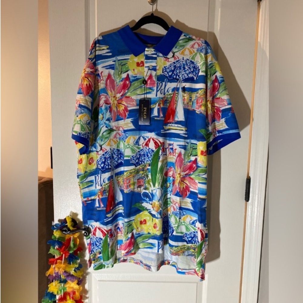 Lightly Used Tropical Polo Collared Shirt